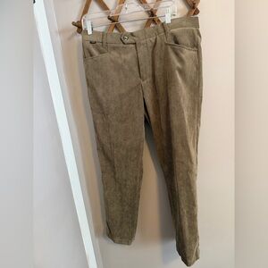 J. Grill Montreal brown corduroy pants flat front high end Canadian made men 36